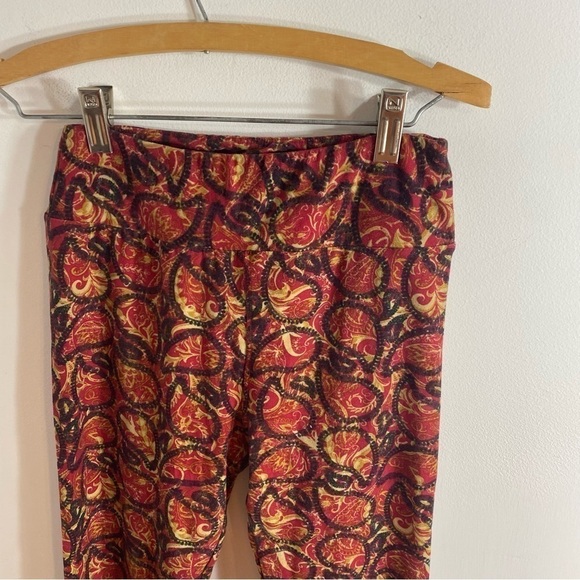 Lularoe Paisley Print Leggings One Size Red - Picture 3 of 5